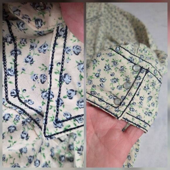 Clothes by Derek Andrew 100% Cotton Pearl Snap Western Floral Button Up / Down S - Picture 6 of 6